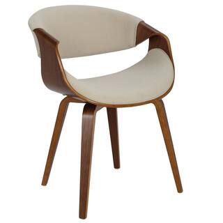 Lumisource Curvo Bent Wood Walnut and Cream DiningAccent Chair CH-CRVNL WL+CR