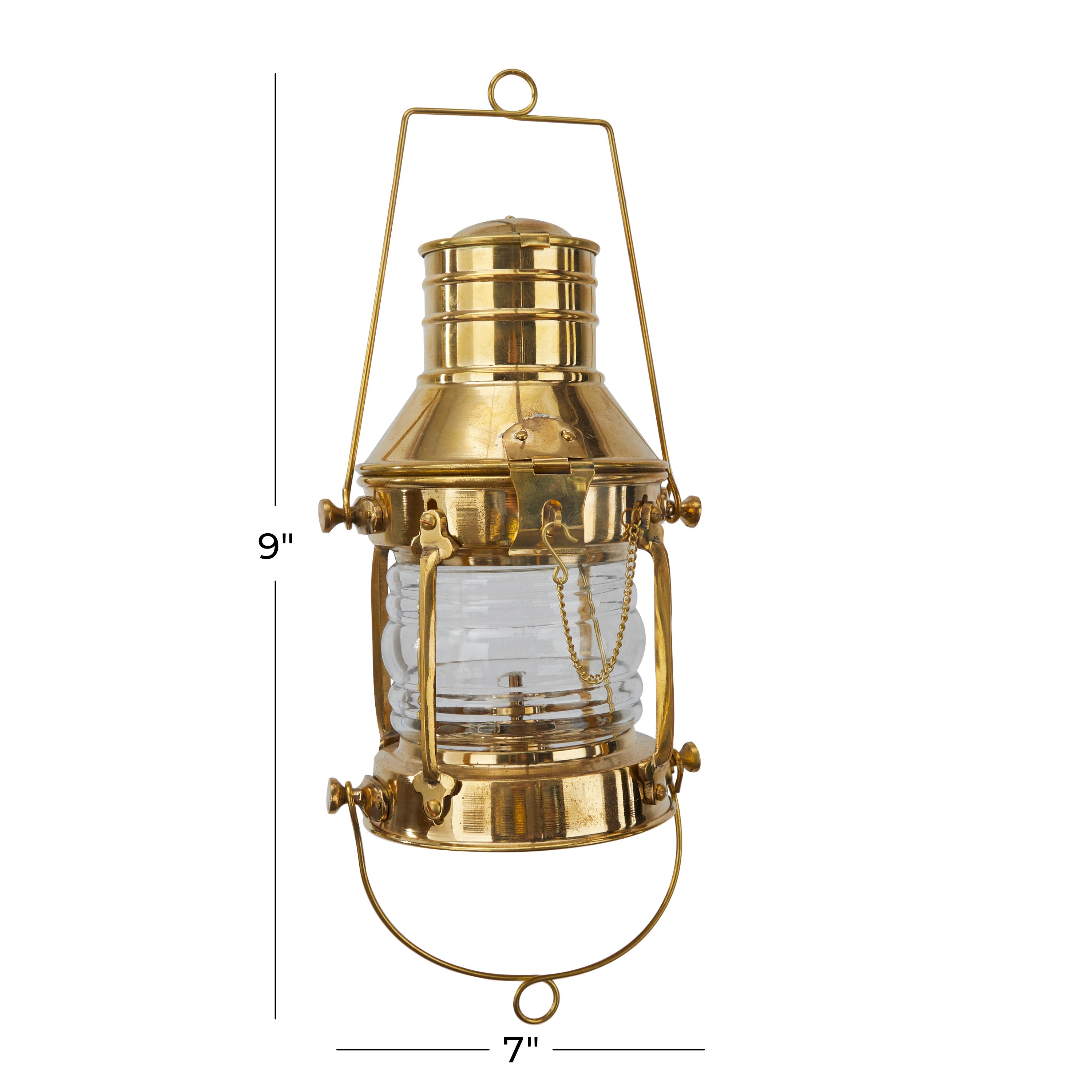 DecMode Gold Brass Candle Lantern with Handle