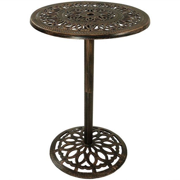 Sunnydaze 40 quot h Cast Iron Base And Cast Aluminum Tabletop Round Bar height Table