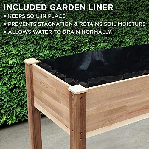 Jumbl Raised Canadian Cedar Garden Bed | Elevated Wood Planter for Growing Fresh Herbs, Vegetables, Flowers, Succulents & Other Plants at Home | Great for Outdoor Patio, Deck, Balcony