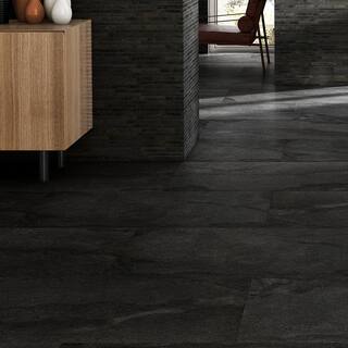 Ivy Hill Tile Dominion Charcoal Black 23.62 in. x 47.24 in. Matte Limestone Look Porcelain Floor and Wall Tile (15.49 sq. ft.Case) EXT3RD108243