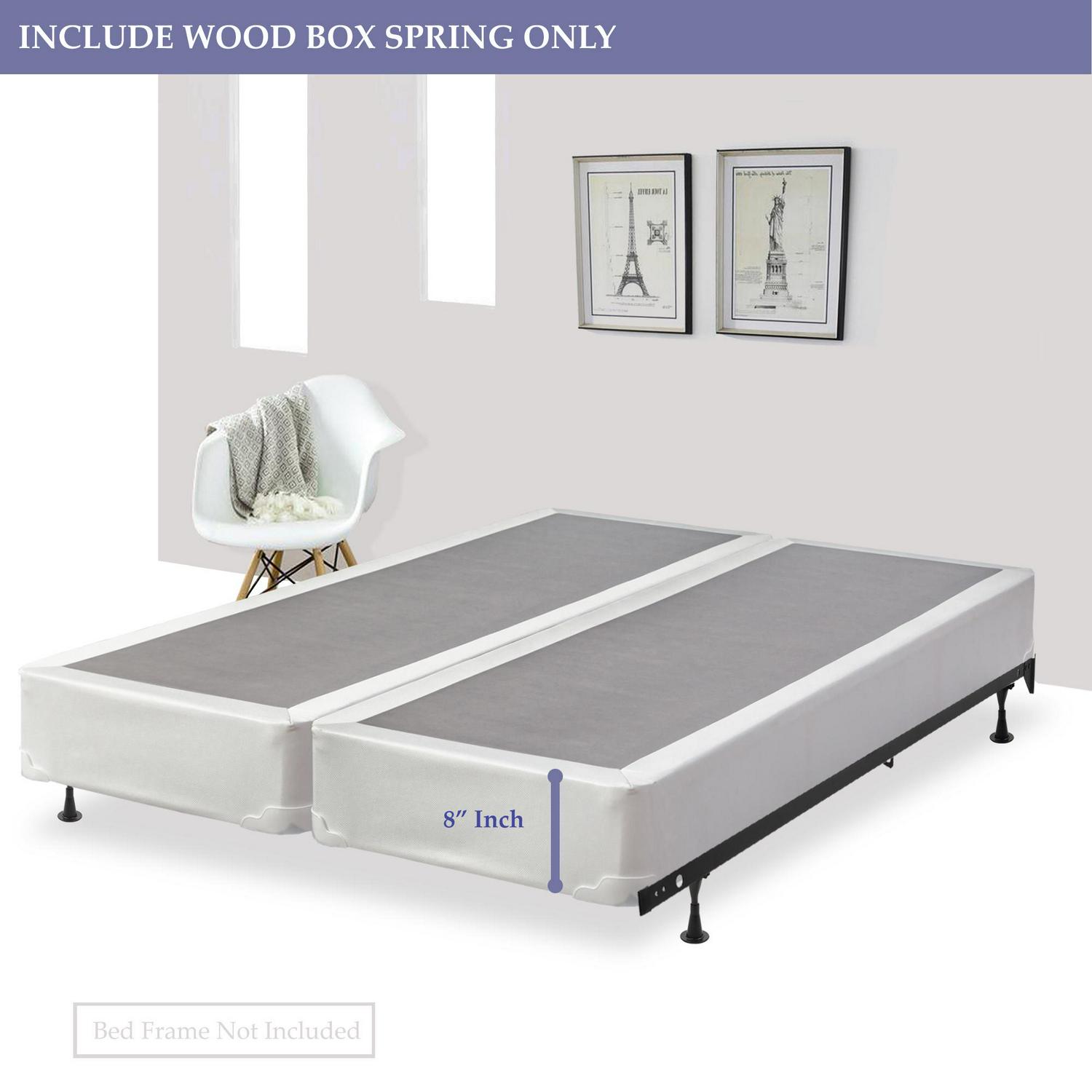 GOWTUN 8-Inch Split Wood Fully Assembled Traditional Box Spring/Foundation For Mattress， Queen Size