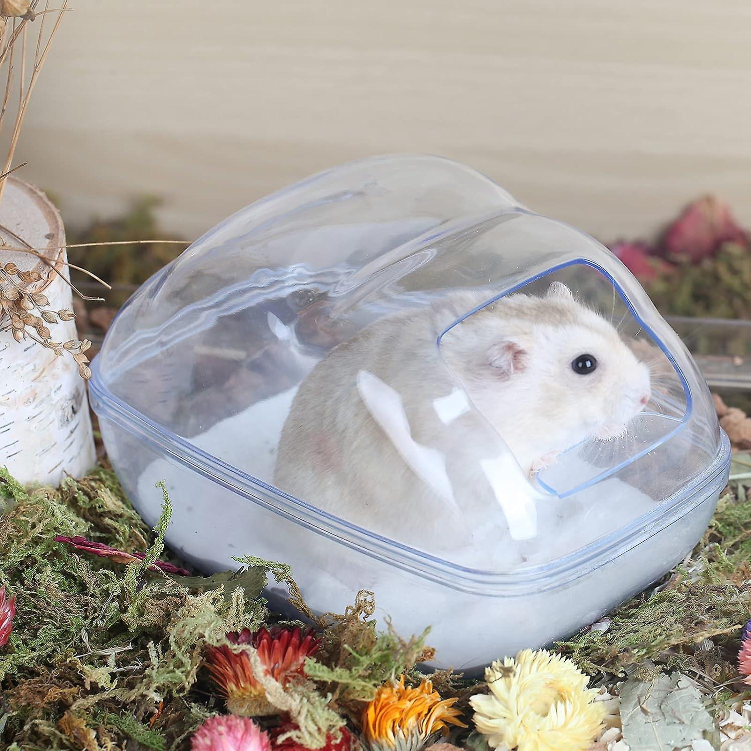 Hamster Sand Bath Container Large Transparent Plastic Toilet With Scoop Set For Small Pet Animals Cage Accessories