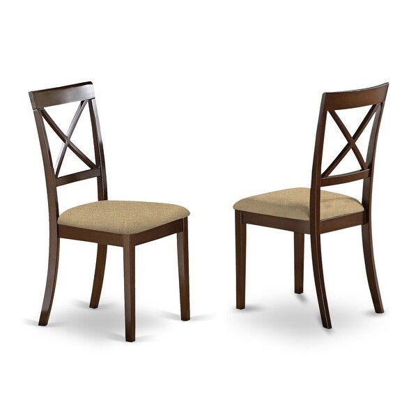 Wood Expandable Dining Set - Dining Table - Upholstered Linen Fabric Kitchen Chairs - Cappuccino Finish (Pieces Option)