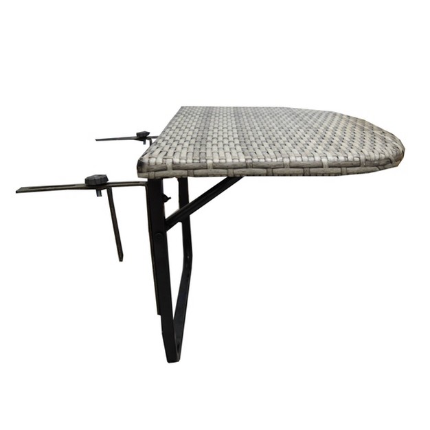 Indoor outdoor Foldable Wicker Balcony Table With Metal Frame amp Adjustable Clamps Oakland Living