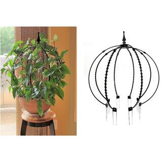 SCROLL TRELLIS 22.5 in. 8-Sided Black Polypropylene Orb Planter Pot Obelisk Trellis (2-Sets) ST-310