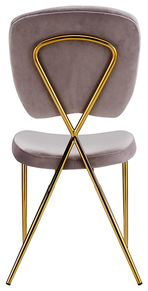 Set of 2 Dining Chair  Sleek Metal Legs With Padded Velvet Seat  Blush and Gold   Contemporary   Dining Chairs   by Declusia  Houzz