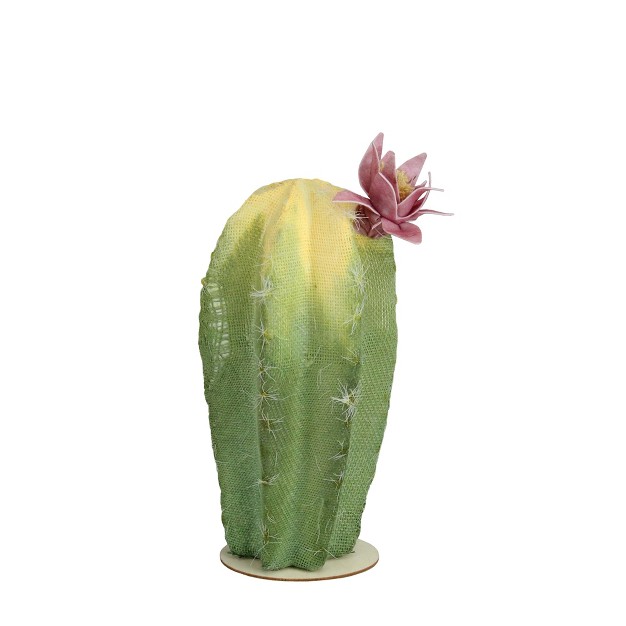 Flowering Cactus Artificial Plant Table Top Decoration Green yellow