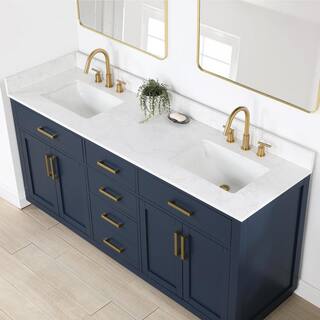 Altair Gavino 72 in. W x 22 in. D x 34 in. H Bath Vanity in Royal Blue with Grain White Composite Stone Top 557072-RB-GW-NM