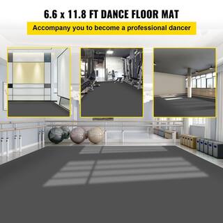 VEVOR Dance Floor 6.6 x 11.8 ft. Dance Floor Roll 0.06 in. Thick Reversible Portable Dance Floor 77.5 sq ftGreyBlack PVCDBHS2MX3.6M001V0