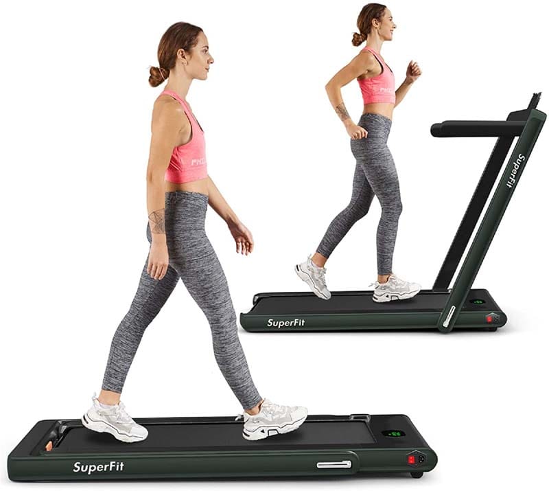 2 in 1 Folding Electric Treadmill for Home Gym, 2.25HP Under Desk Treadmill, Portable Walking Running Machine with Bluetooth Speaker