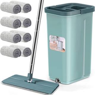 Mop and Bucket system Head Width 14 in. Microfiber Mop Head Wet and Dry Dual Urpose Flat Mop HPJ4PSYM