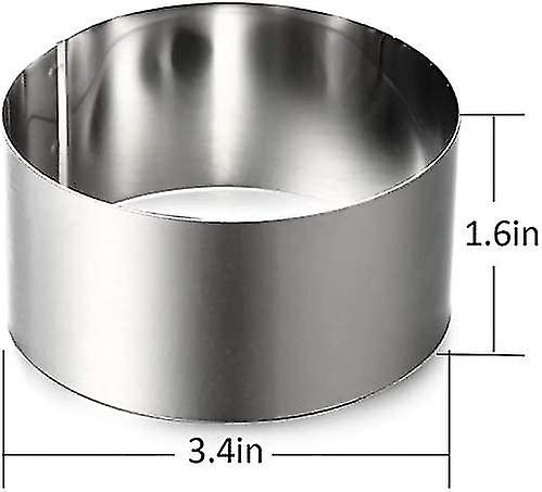 Mousse Rings Stainless Steel Cake Circle Cake Mold With Pusher， 8cm Diameter， Set Of 6  Gift