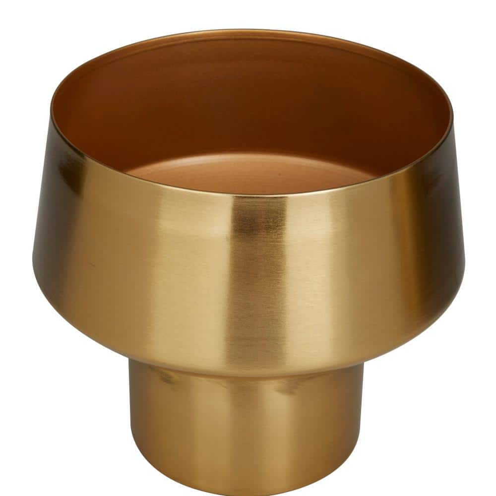 Litton Lane 11 in. and 8 in. Medium Gold Metal Indoor Outdoor Planter (2- Pack) 51981