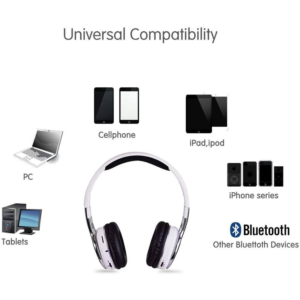 CONTIXO KB2600 Kid Safe 85db Foldable Wireless Bluetooth Headphone Built-in Microphone Micro SD Music Player (White) KB-2600 White