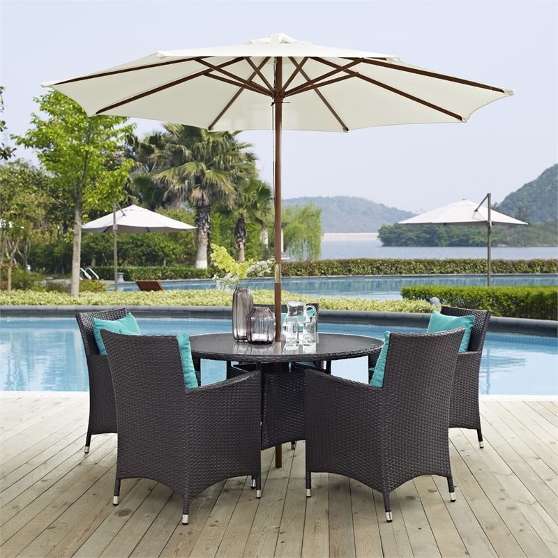 Modway Convene 7 Piece Aluminum and Rattan Patio Dining Set   Beige/Espresso   Tropical   Outdoor Bar Stools And Counter Stools   by Homesquare  Houzz