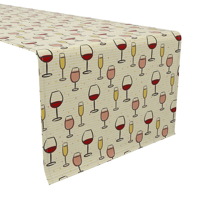 Table Runner， 100% Cotton， 16x72， Simple Wine Glasses