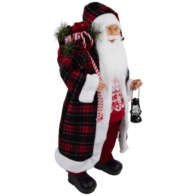 Red And White Santa Claus With Lantern And Gift Bag Christmas Figure