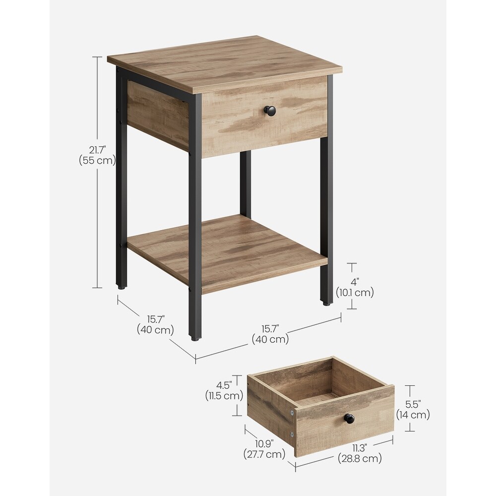 Nightstand with Drawer and Shelf Stone