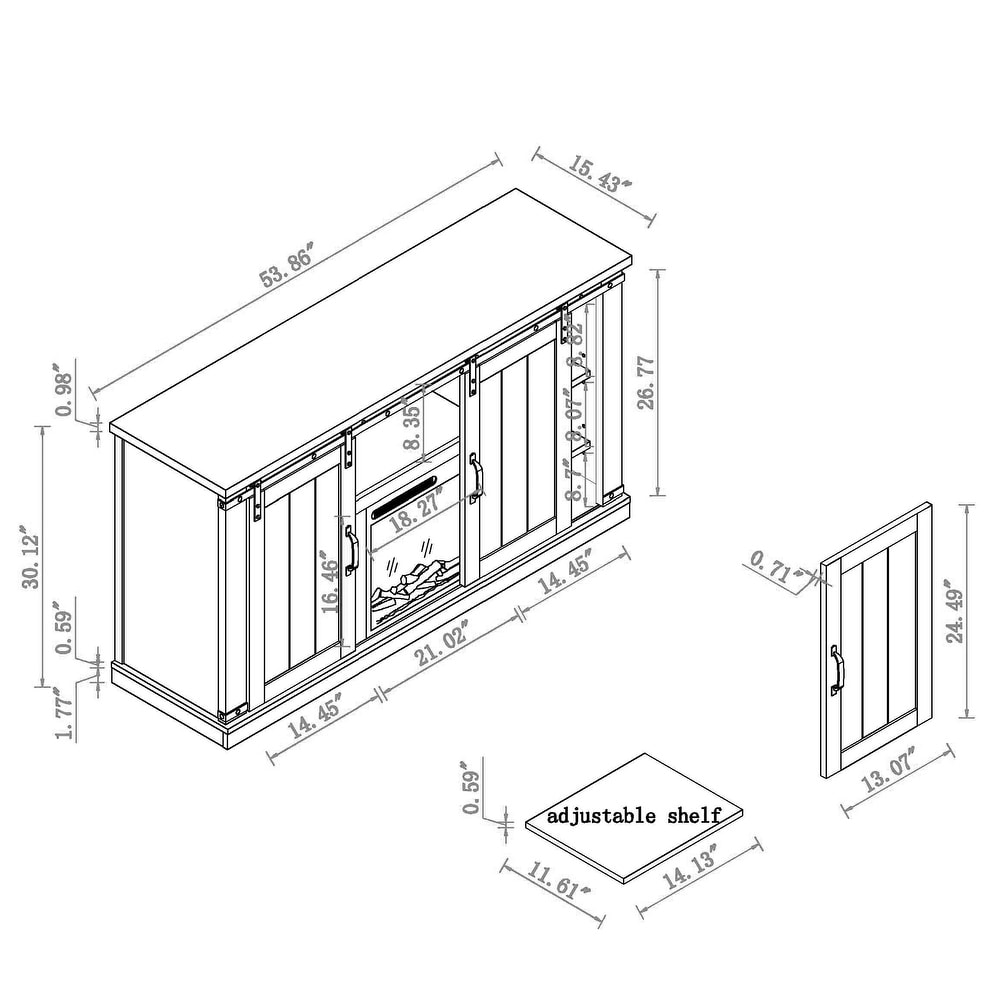 54 in. TV Stand Console for TVs up to 60 in. with Electric Fireplace