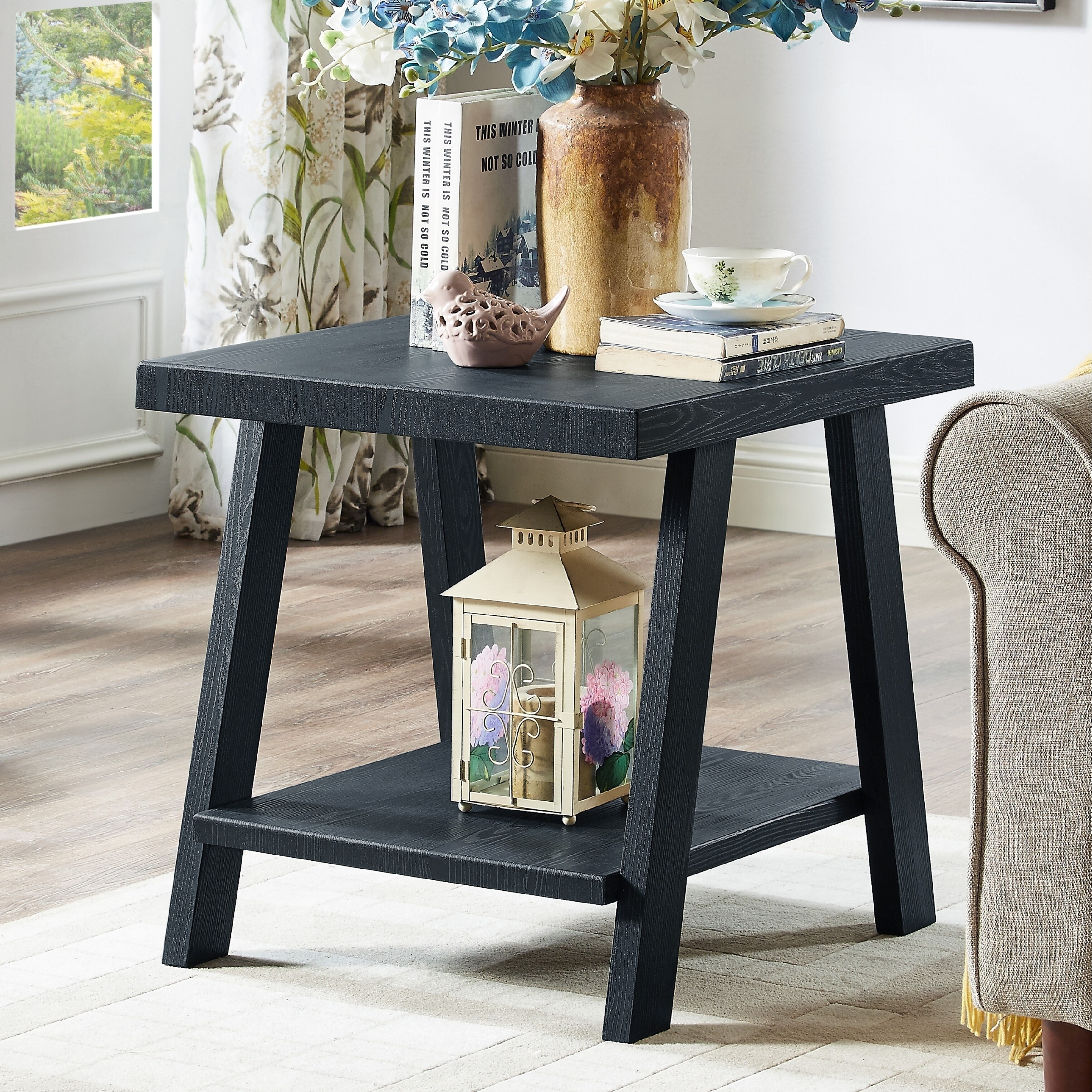 The Gray Barn Cedar Ridge Contemporary Replicated Wood Shelf End Table