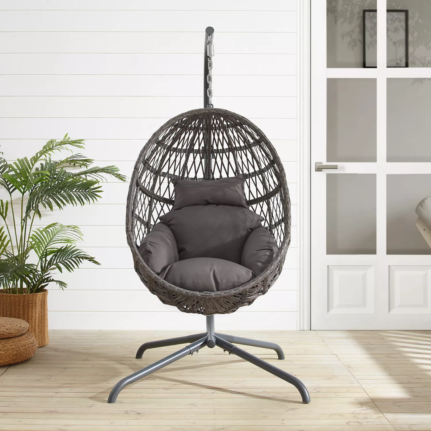 Crosley Tess Indoor / Outdoor Patio Wicker Hanging Egg Chair