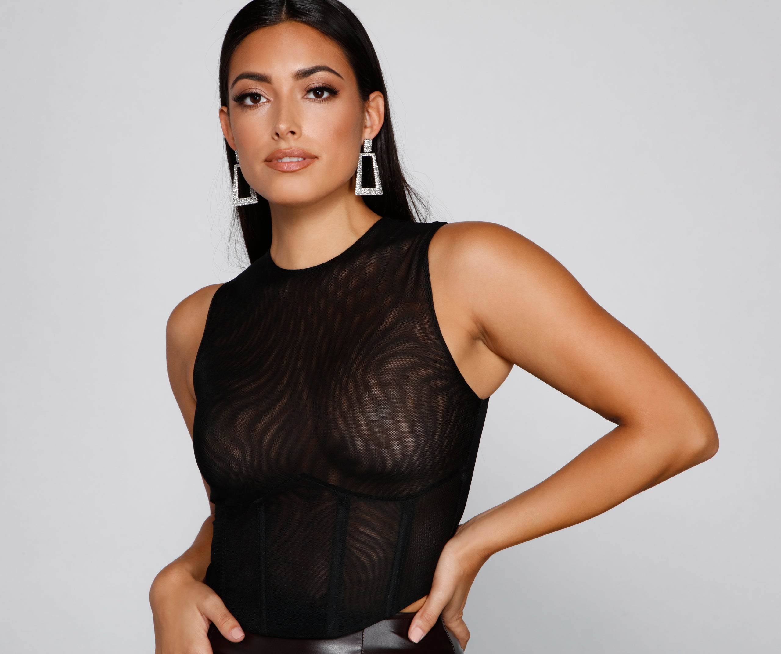 A Sultry Look Sheer Mesh Bustier