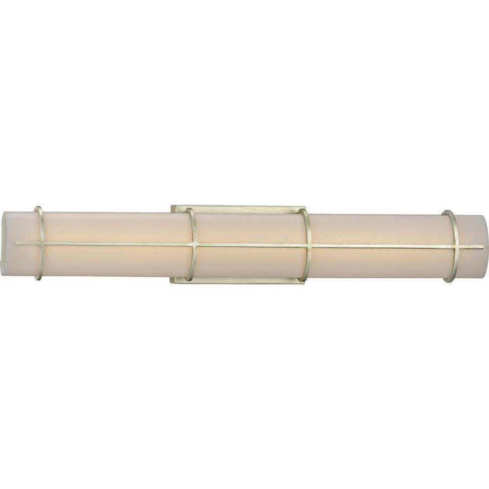 Progress Lighting Grid Collection 1-Light Silver White Linen Shade Ridge Modern Wall Light P300333-134-30