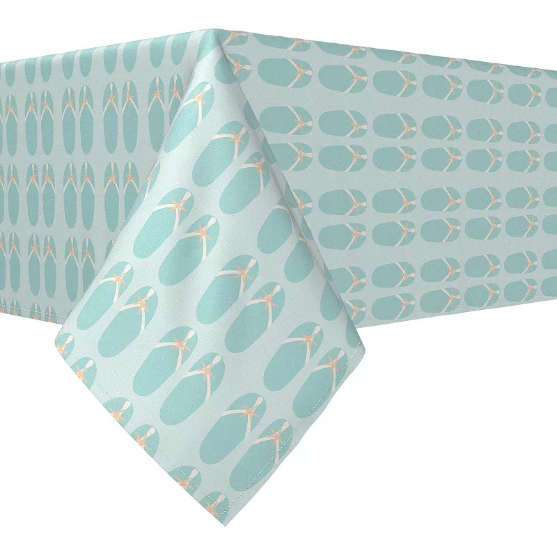 Rectangular Tablecloth， 100% Cotton， 52x104， Starfish Flip Flops