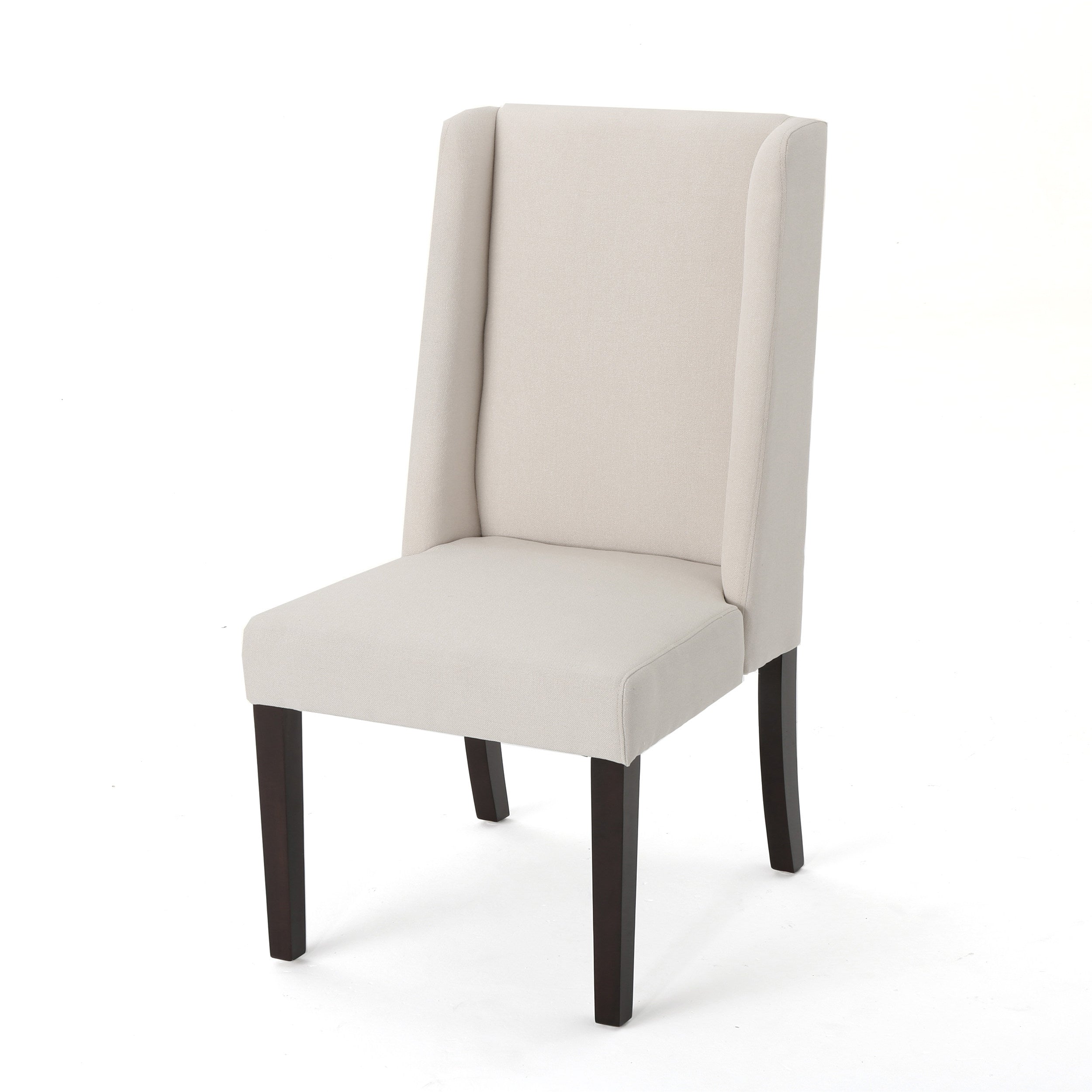 GDF Studio Cline Indoor Contemporary Fabric Wingback Dining Chair (Set of 2)， Ivory and Brown