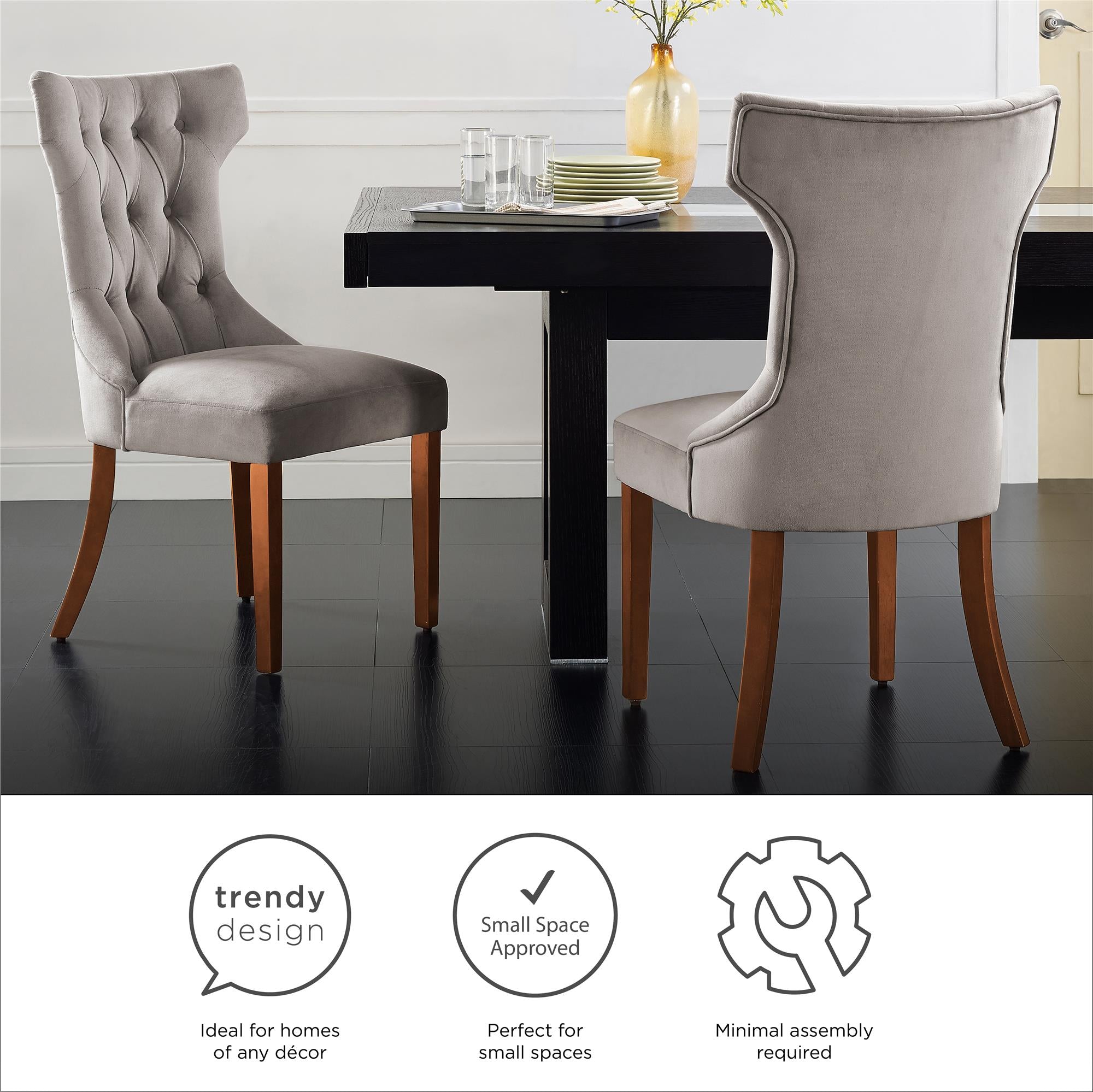 Ember Interiors Clairborne Tufted Dining Chair， Set Of 2， Taupe