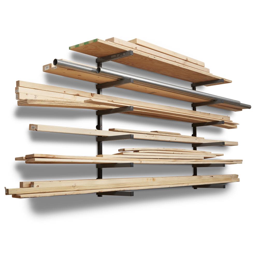 Bora Wood Rack 6 Tier Wall Mounted Gray/Black ;