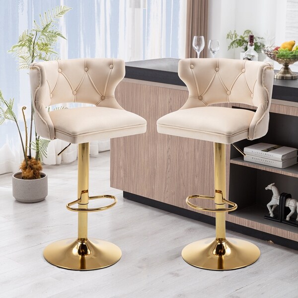 Modern 2PCS Bar Stools With Back and Footrest Counter Height