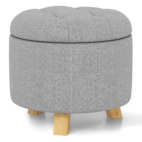 Costway 74158293 Upholstered Round Ottoman with So...