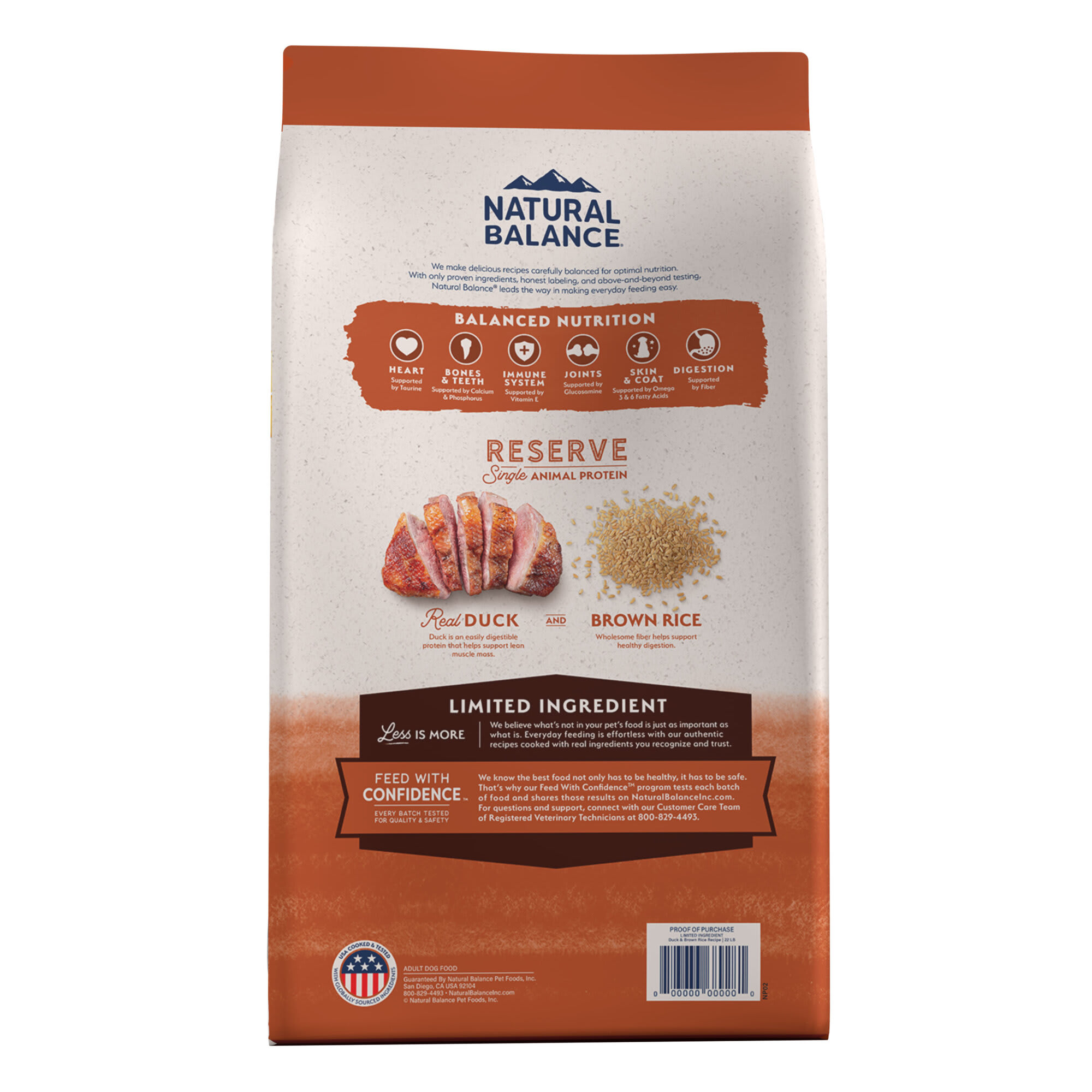 Natural Balance L.I.D. Limited Ingredient Diets Duck  Brown Rice Formula Dry Dog Food， 22 lbs.