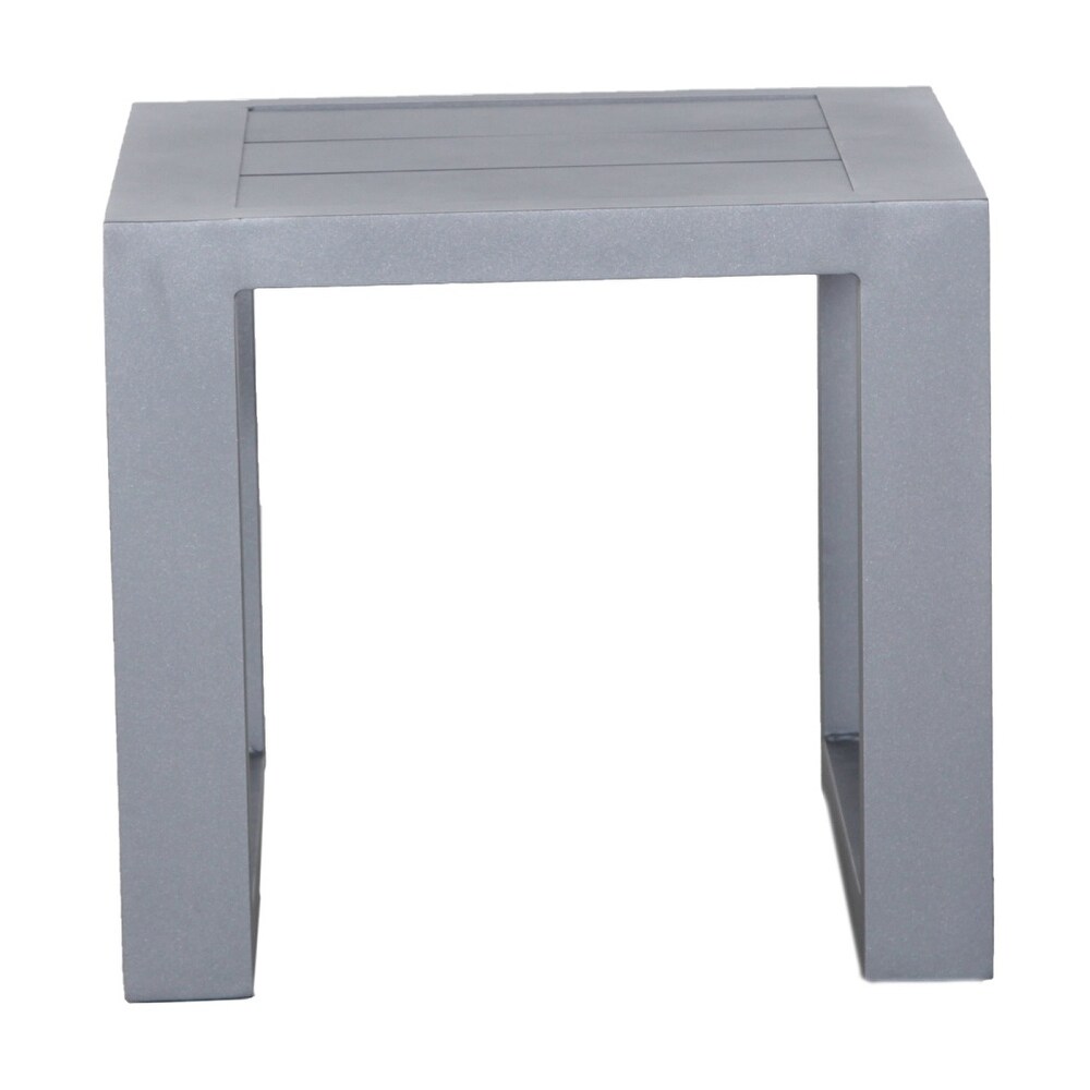 Paris Outdoor Furniture End Table Small Patio Durable Light Weight Rattan Wicker Side Table  Grey