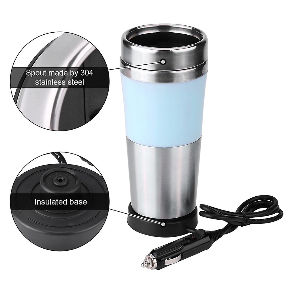 400ml 12v Car Stainless Steel Cigarette Lighter Heating Cup Electric Water Kettle Blue