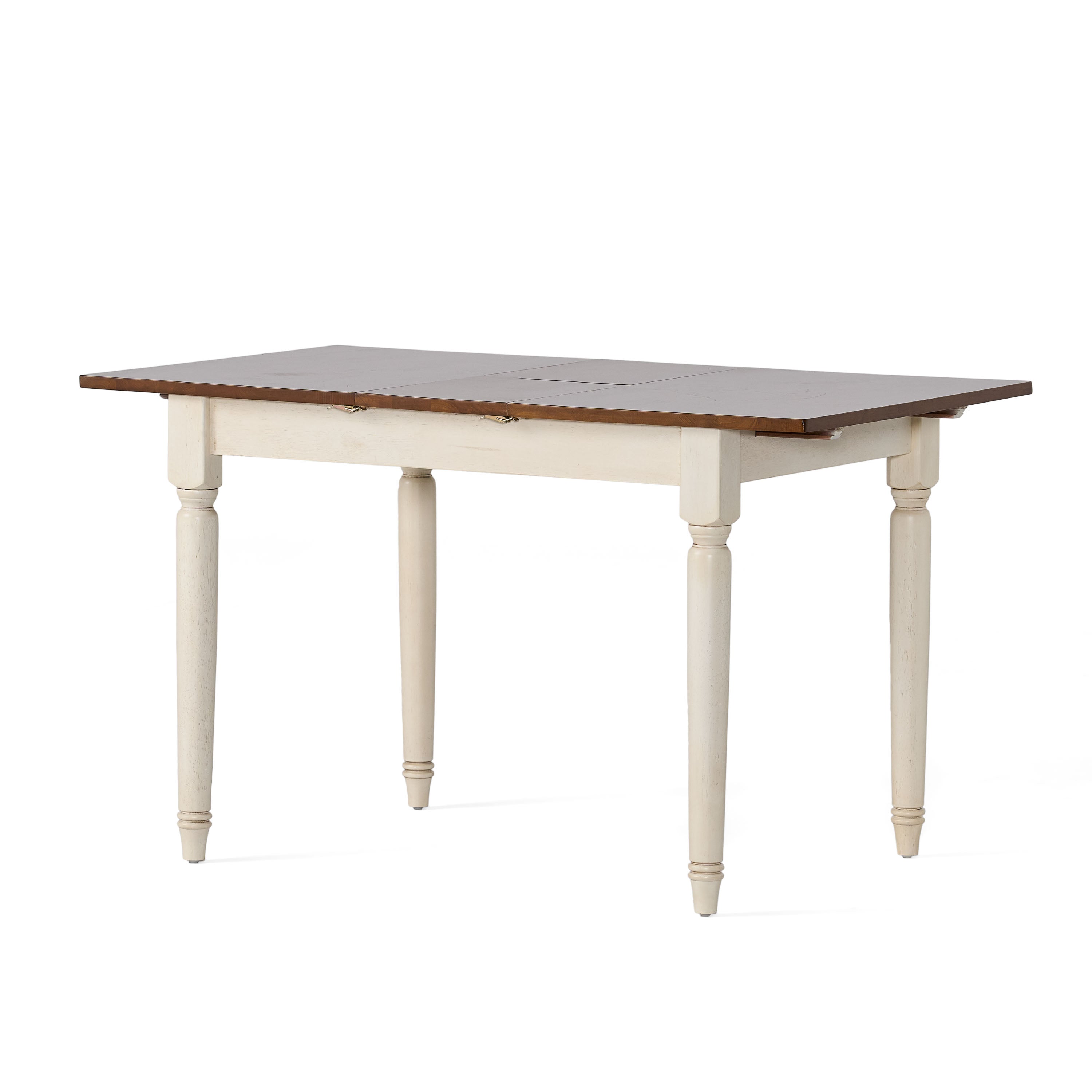 Bronwen Rustic Dark Oak and Cream Wood Dining Table with Leaf Extension