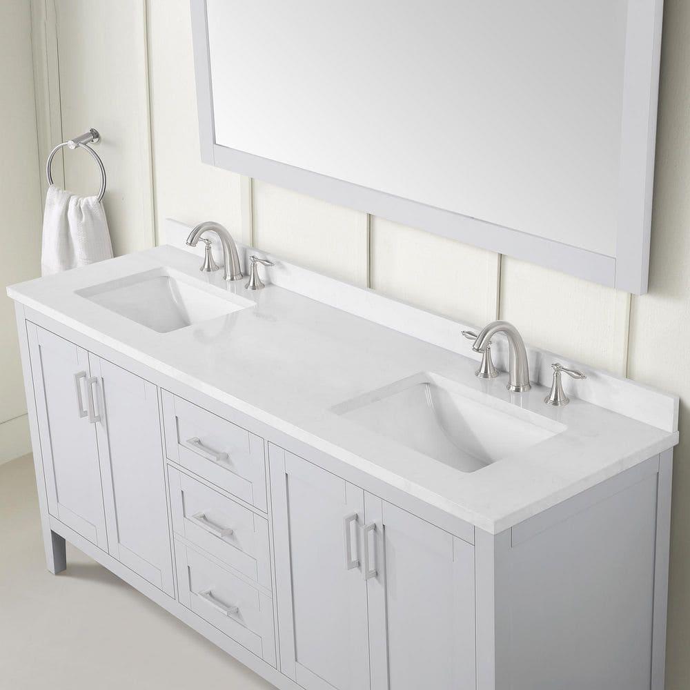 Home Decorators Collection Sepal 72 in W x 21 in D x 3450 in H Bath Vanity in Dove Grey with White Cultured Marble Top