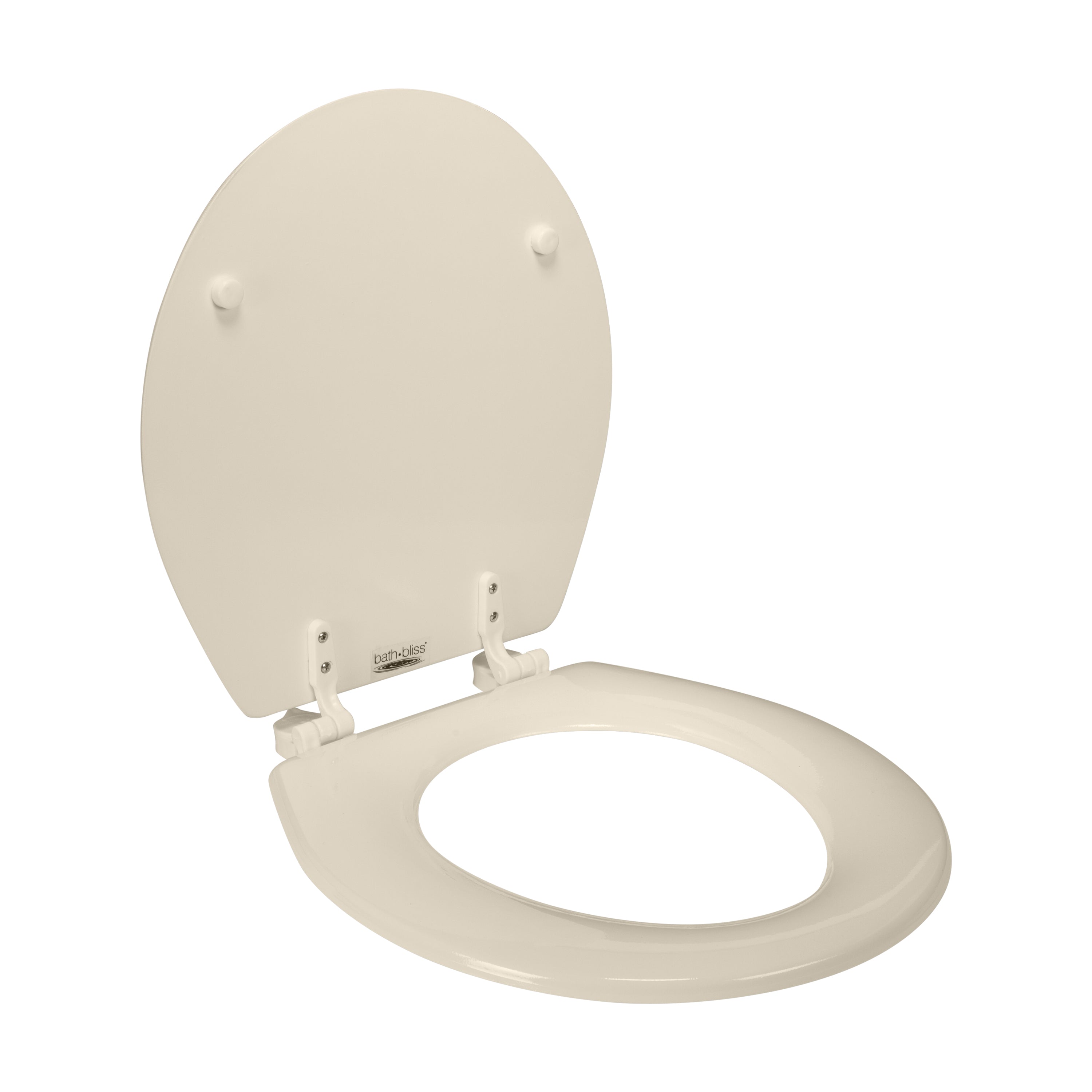 Bath Bliss Beveled Wood Standard Round Toilet Seat in Beige