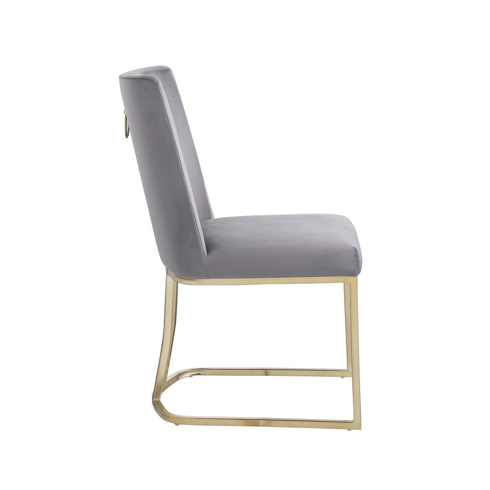 Modern Velvet Upholstered Dining Chair wih Brushed Golden Legs and Anti Slip Footpad for Kitchen  Bedroom  Living Room  Set of 2