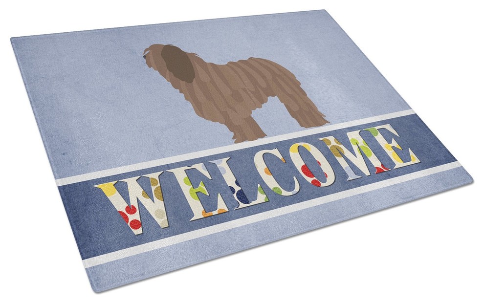 Bergamasco Shepherd Welcome Glass Cutting Board  Large   Contemporary   Cutting Boards   by the store  Houzz