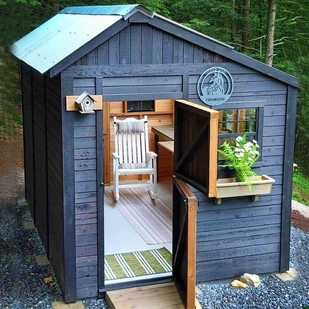 Outdoor Living Today Sunshed 8 ft. W x 8 ft. D Cedar Wood Garden Shed with Metal Roof (64 sq. ft.) SSGS88-METAL-AK