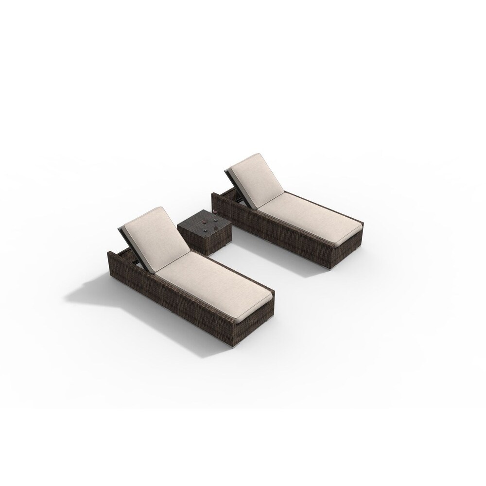 Moda Furnishings 3 piece Patio Wicker Adjustable Chaise Lounge Set Sunbed Daybed(Including the rain cover)