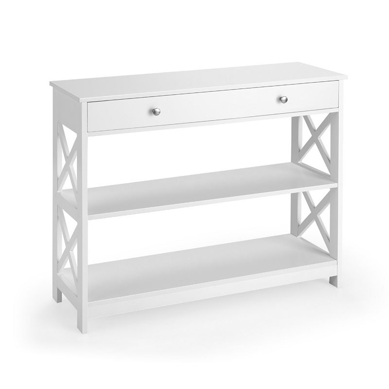 Console Table 3-Tier with Drawer and Storage Shelves