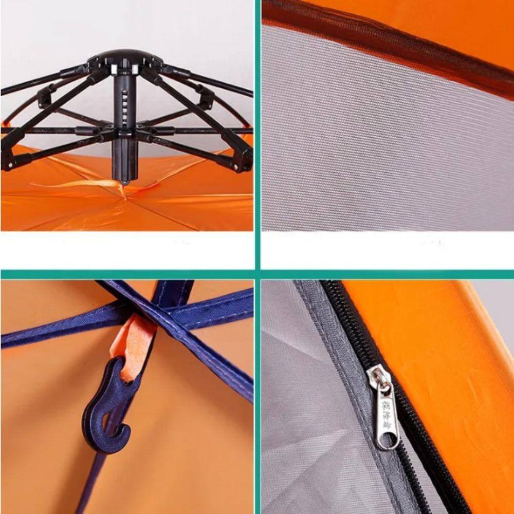 Afoxsos 6-People to 9-People Orange Automatic Hexagonal Tent Multi-Person Double-Layer Outdoor Camping Rain Tent HDDB1836