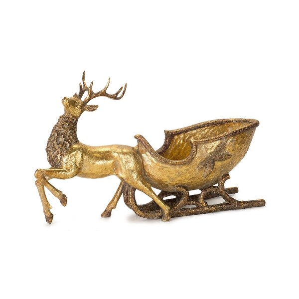 Deer with Sleigh 19L x 11H Resin