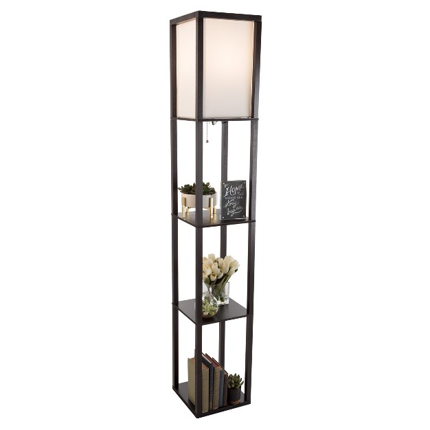 Hastings Home Floor Lamp Etagere Style Standing Light With 3 Tiers Of Storage Shelving Black