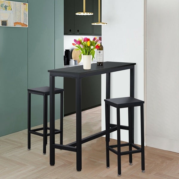 3 Pieces Bar Table Counter Breakfast Bar Dining Table with Stools