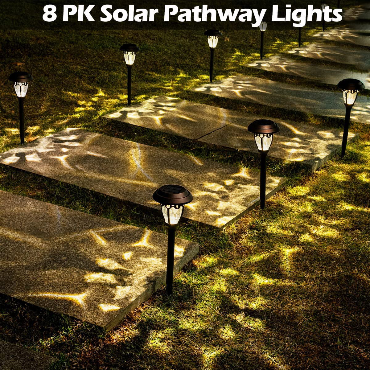 LeiDrail Solar Pathway Lights 8 Pack， Solar Path Lights Outdoor Waterproof Landscape Lighting Decorative for Garden Yard Lawn Walkway (Warm White)…